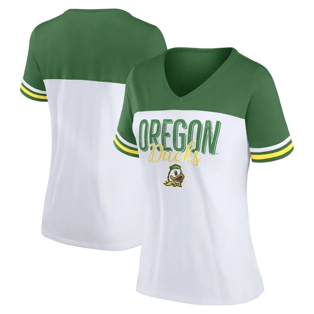 NCAA Oregon Ducks Screen Print Green Women's Yolk Short T-Shirt Large NWT